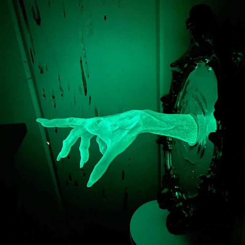 New Halloween Ghost in The Mirror Wall Sculpture Horror Devil's Hand Luminous Resin for Crafts Statue Creative Home Photo Frame - Image 5