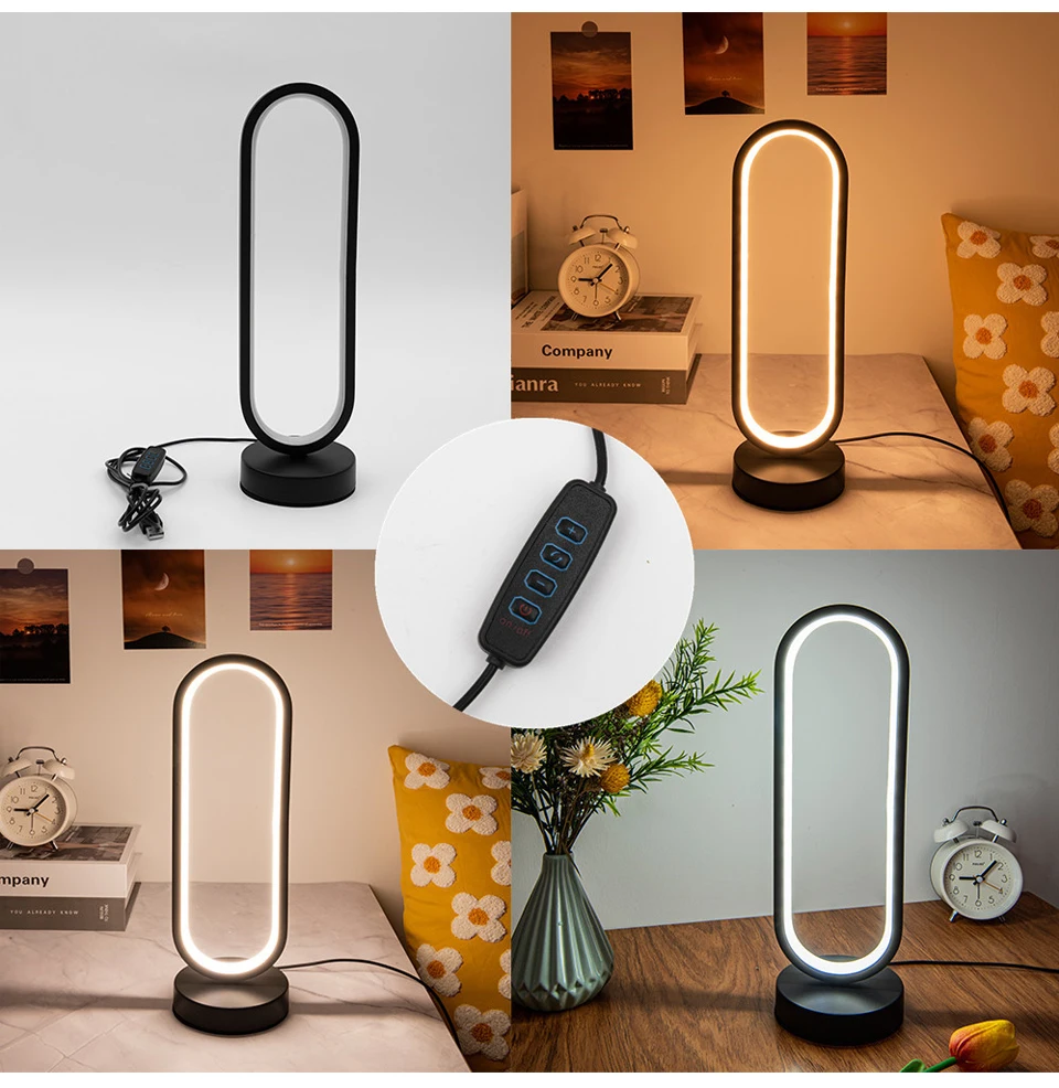 Bedroom Ring Night Lamp Living Room Three Color Dimmable Bed Lamp Led Night Lamp Ambient Light Desk Nightstand Table Accessories - Image 13