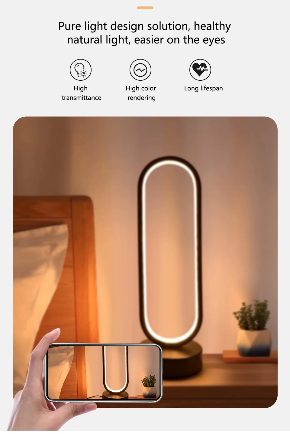 Bedroom Ring Night Lamp Living Room Three Color Dimmable Bed Lamp Led Night Lamp Ambient Light Desk Nightstand Table Accessories - Image 10