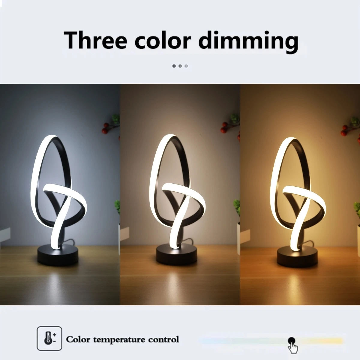 Simple and creative LED desk lamp with USB three color adjustable brightness, bedroom living room home, office decorative light - Image 2