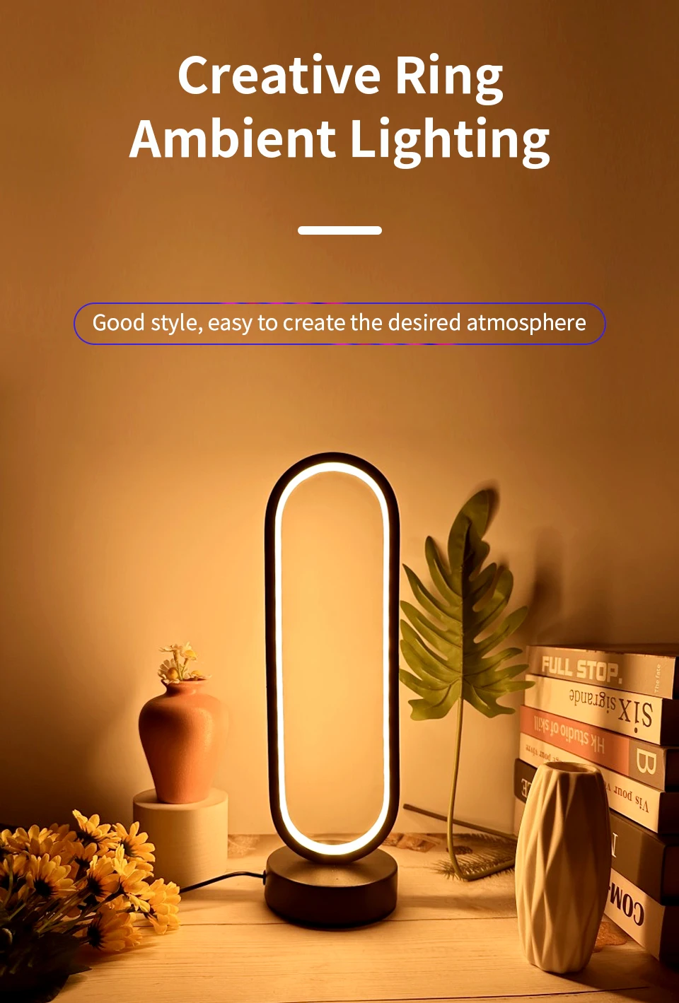 Bedroom Ring Night Lamp Living Room Three Color Dimmable Bed Lamp Led Night Lamp Ambient Light Desk Nightstand Table Accessories - Image 8