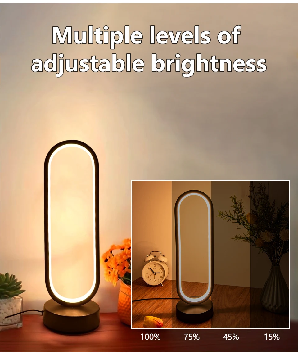 Bedroom Ring Night Lamp Living Room Three Color Dimmable Bed Lamp Led Night Lamp Ambient Light Desk Nightstand Table Accessories - Image 11