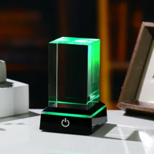 XTOOL Wholesale Blank K9 Shining Crystal Block Cube for 3D Laser Engraving Rectangular Columnar Crystal With LED Base