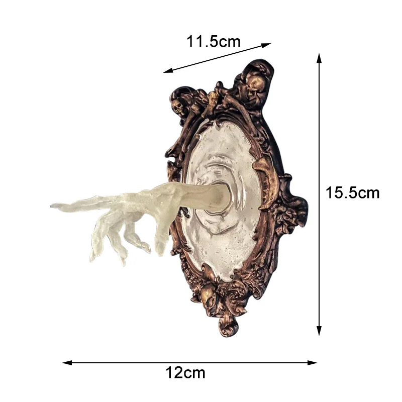 New Halloween Ghost in The Mirror Wall Sculpture Horror Devil's Hand Luminous Resin for Crafts Statue Creative Home Photo Frame - Image 10