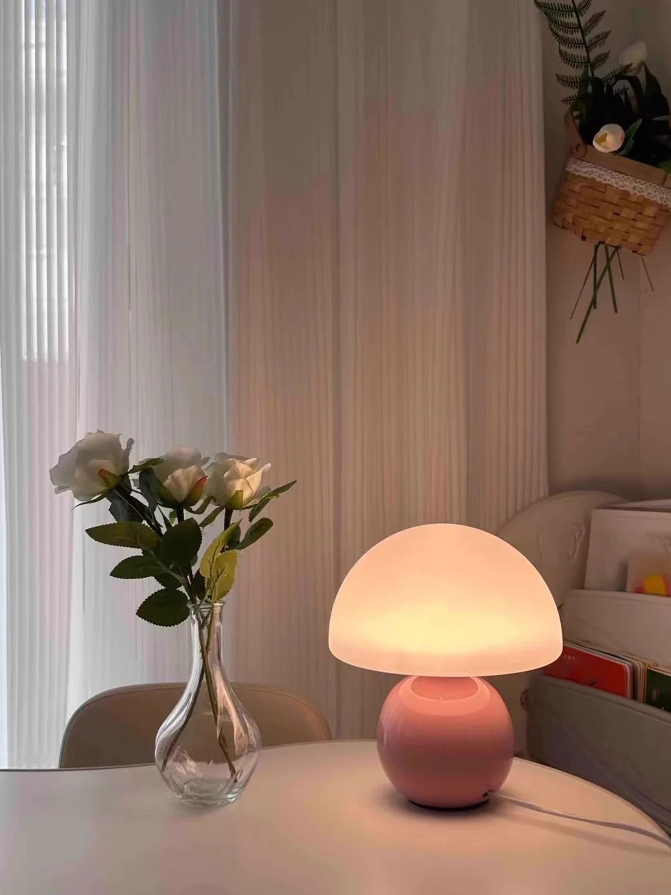 A pink/orange/red/white/beige USB socket decorative table lamp for room light decorative lamp, night light, desk light. - Image 6