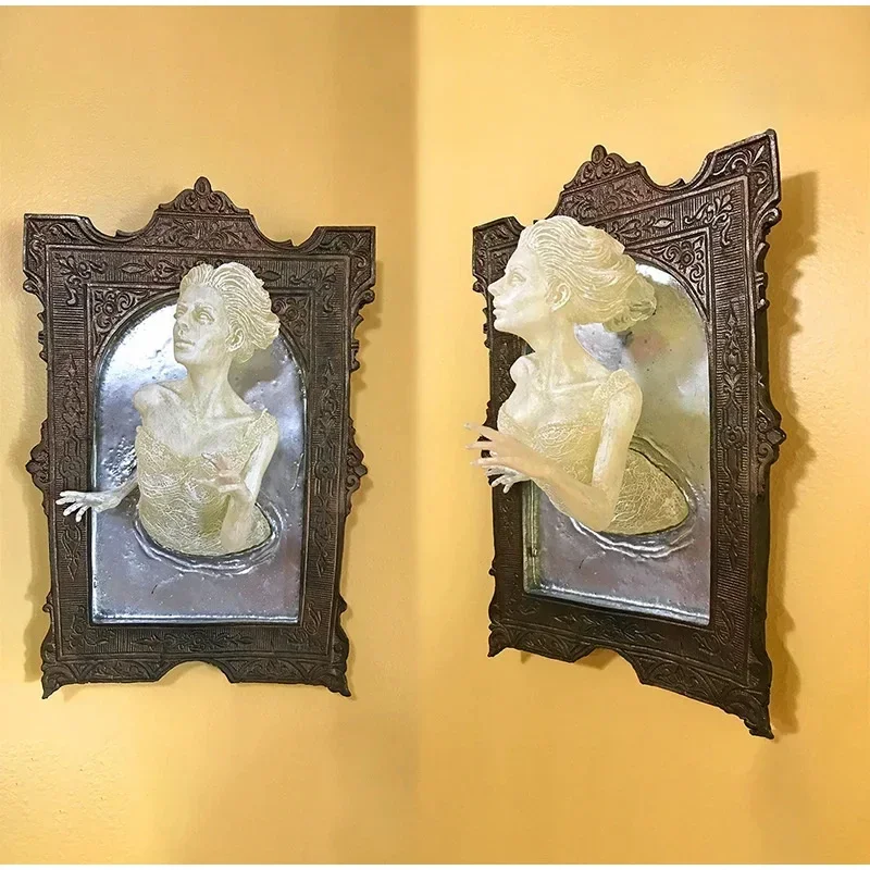 New Halloween Ghost in The Mirror Wall Sculpture Horror Devil's Hand Luminous Resin for Crafts Statue Creative Home Photo Frame - Image 11
