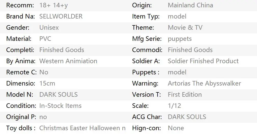 DARK SOULS Artorias The Abysswalker 15cm PVC Action Figure Model Toys - Image 5