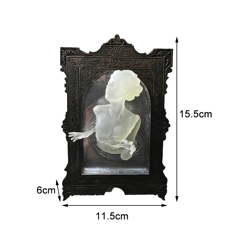 New Halloween Ghost in The Mirror Wall Sculpture Horror Devil's Hand Luminous Resin for Crafts Statue Creative Home Photo Frame - Image 8