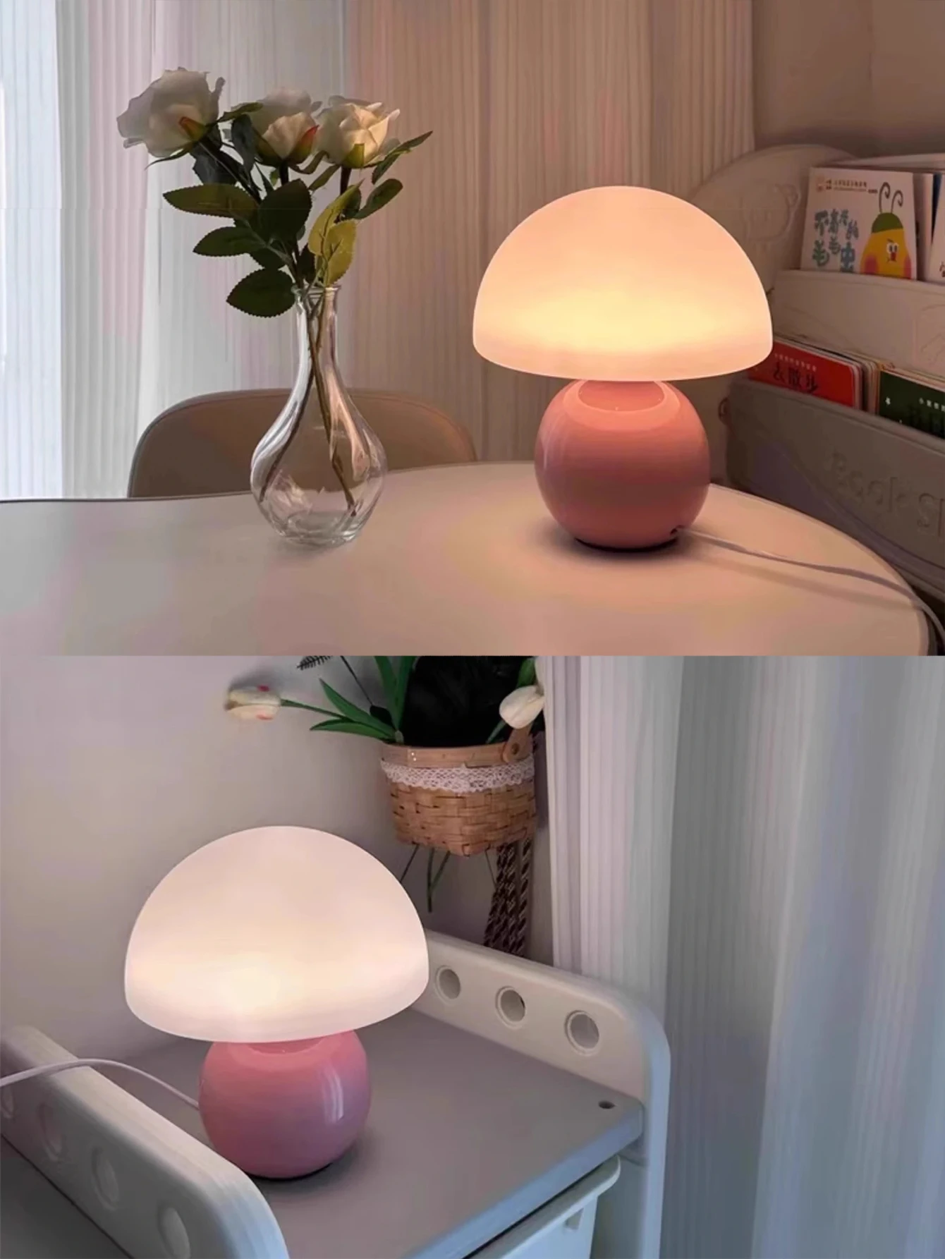 A pink/orange/red/white/beige USB socket decorative table lamp for room light decorative lamp, night light, desk light. - Image 14
