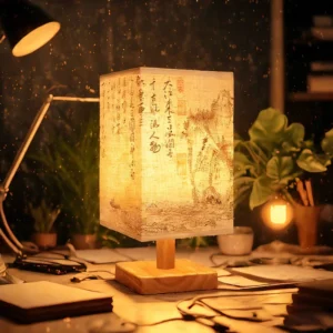 LED Decoration Table Lamps Simple Dimmable Plug Night Light Fabric Lampshade Square Bedroom Chinese Style Bedside Desk Lights